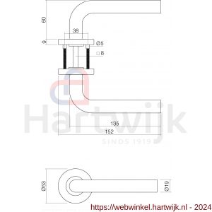 Intersteel Essentials 2100 set bestaand uit loopslot voorplaat wit met deurkrukgarnituur Recht op rozet RVS - H26009430 - afbeelding 2