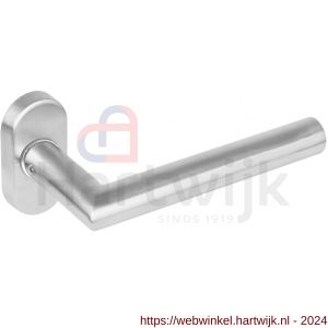 Intersteel Essentials 1235 deurkruk Hoek 90 graden op rozet ovaal staal dubbel geveerd RVS - H26000596 - afbeelding 1