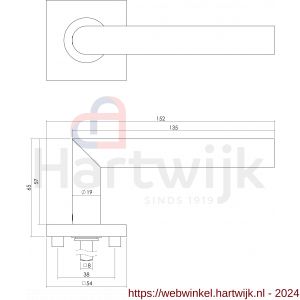 Intersteel Essentials 1242 deurkruk rechte Hoek 90 graden op rozet vierkant dubbel geveerd RVS - H26000606 - afbeelding 2