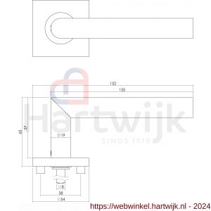 Intersteel Living 1242 deurkruk rechte Hoek 90 graden op rozet vierkant met sleutelgat plaatje RVS - H26000519 - afbeelding 2