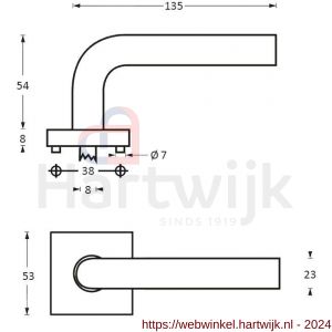 Intersteel Essentials 1243 deurkruk ovaal Hoek 90 graden op rozet vierkant dubbel geveerd RVS - H26000608 - afbeelding 2