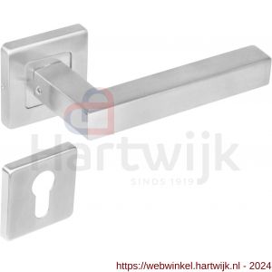 Intersteel Living 1249 deurkruk Vierkant op rozet vierkant met profielcilindergat plaatje RVS - H26005549 - afbeelding 1