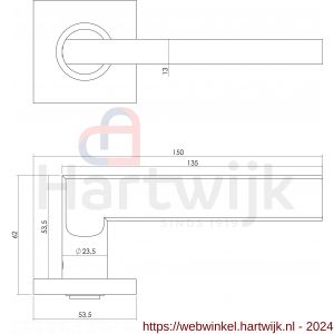 Intersteel Living 1252 deurkruk Hoek 90 graden plat op rozet vierkant met sleutelplaatje RVS - H26005559 - afbeelding 2