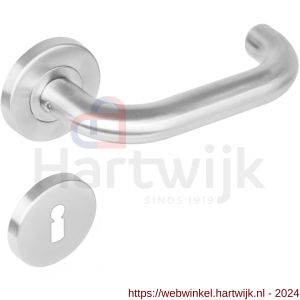 Intersteel Living 1271 deurkruk Rond op rond rozet staal met 7 mm nok met sleutelgat plaatje RVS - H26005570 - afbeelding 1