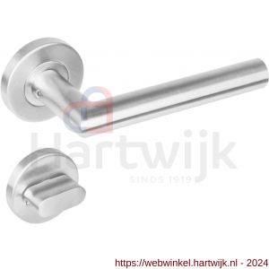 Intersteel 1272 deurkruk rechte Hoek 90 graden op rond rozet staal met 7 mm nok met WC 7 mm RVS - H26005584 - afbeelding 1