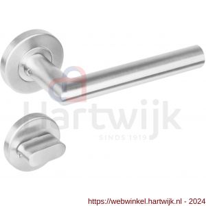 Intersteel Living 1272 deurkruk rechte Hoek 90 graden op rond rozet staal met 7 mm nok met WC 8 mm RVS - H26005585 - afbeelding 1