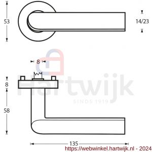 Intersteel Essentials 1273 deurkruk Ovaal Hoek 90 graden op geveerde stalen rozet met nokken diameter 53x8 mm RVS EN 1906/4 - H26005588 - afbeelding 2