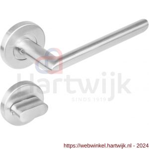 Intersteel Living 1273 deurkruk ovaal Hoek 90 graden op rond rozet staal met 7 mm nok met WC 8 mm RVS - H26005593 - afbeelding 1