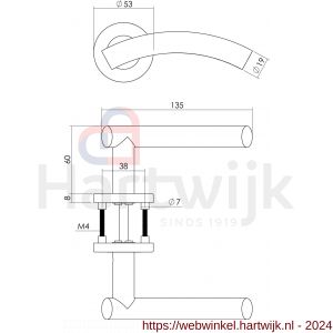 Intersteel Essentials 1274 deurkruk Gebogen op geveerde stalen rozet met nokken diameter 53x8 mm RVS EN 1906/4 - H26005596 - afbeelding 2