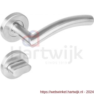 Intersteel Living 1276 deurkruk Lisa 90 graden op rond rozet staal met 7 mm nok met WC 8 mm RVS - H26005617 - afbeelding 1