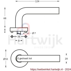 Intersteel Essentials 1279 deurkruk Vlinder op geveerde stalen rozet met nokken diameter 53x8 mm RVS EN 1906/4 - H26000620 - afbeelding 2