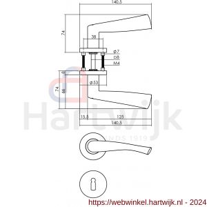 Intersteel Living 1279 deurkruk Vlinder op rond rozet staal met 7 mm nok met sleutelgat plaatje RVS - H26000621 - afbeelding 2