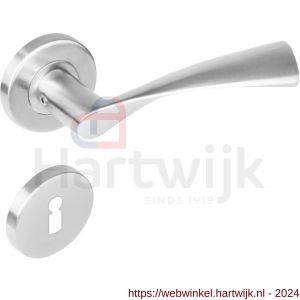 Intersteel Living 1279 deurkruk Vlinder op rond rozet staal met 7 mm nok met sleutelgat plaatje RVS - H26000621 - afbeelding 1