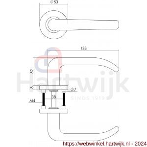 Intersteel Essentials 1282 deurkruk Sabel op geveerde stalen rozet met nokken diameter 53x8 mm RVS EN 1906/4 - H26000634 - afbeelding 2