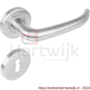Intersteel Living 1282 deurkruk Sabel op rond rozet staal met 7 mm nok met sleutelgat plaatje RVS - H26000633 - afbeelding 1