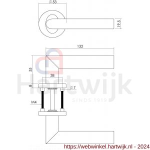 Intersteel Essentials 1283 deurkruk Girona op rond rozet staal met 7 mm nok met sleutelgat plaatje RVS - H26008492 - afbeelding 2
