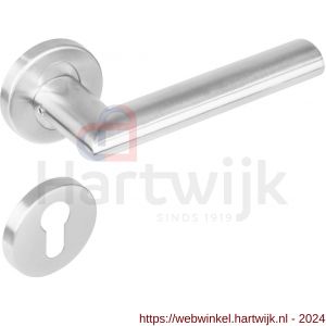 Intersteel Essentials 1283 deurkruk Girona op rond rozet staal met 7 mm nok met profielcilindergat plaatje RVS - H26008493 - afbeelding 1