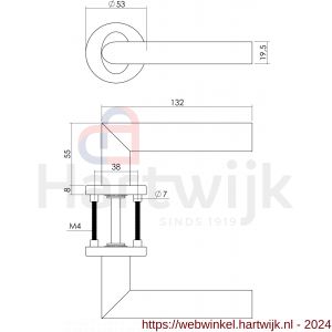 Intersteel Essentials 1283 deurkruk Girona op rond rozet staal met 7 mm nok RVS met WC 8 - H26008495 - afbeelding 2