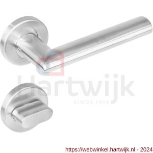 Intersteel Essentials 1283 deurkruk Girona op rond rozet staal met 7 mm nok RVS met WC 8 - H26008495 - afbeelding 1