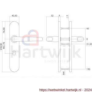 Intersteel Essentials 1294 deurkruk Sabel op verdekt schild WC 72/8 met nokken 7 mm RVS EN 1906/4 - H26001771 - afbeelding 2
