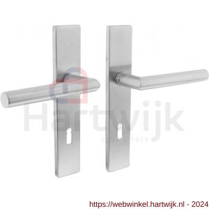 Intersteel Essentials 1307 deurkruk Hoek 90 graden op verdekt schild rechthoek sleutelgat 72 mm met nokken 7 mm RVS EN 1906/4 klein krukgat - H26005701 - afbeelding 1