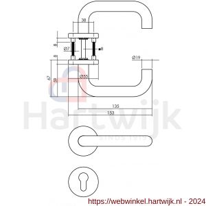 Intersteel Essentials 1315 deurkruk rond op rozet EN 1906 met PC-plaatje 55 mm - H26008517 - afbeelding 2