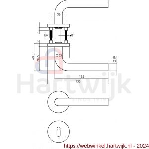 Intersteel Essentials 1316 deurkruk Recht op rozet 55 mm plus 7 mm nokken met sleutelgat plaatje RVS EN 1906/4 - H26005712 - afbeelding 2