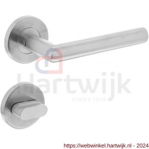 Intersteel Essentials 1317 deurkruk recht Hoek 90 graden op rond rozet 55 mm plus 7 mm nokken met WC 8 mm RVS EN 1906/4 - H26005718 - afbeelding 1