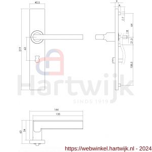 Intersteel Essentials 1327 deurkruk Blok op verdekt schild rechthoek WC 63/8 mm met nokken 7 mm RVS EN 1906/4 - H26005742 - afbeelding 2