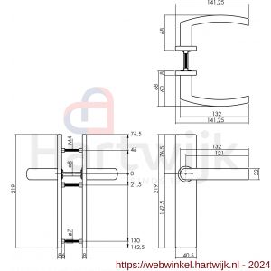 Intersteel Essentials 1327 deurkruk Blok op verdekt schild rechthoek blind met nokken 7 mm RVS EN 1906/4 - H26005736 - afbeelding 2