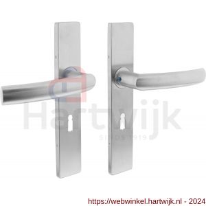 Intersteel Essentials 1327 deurkruk Blok op verdekt schild rechthoek sleutelgat 56 mm met nokken 7 mm RVS EN 1906/4 - H26005739 - afbeelding 1