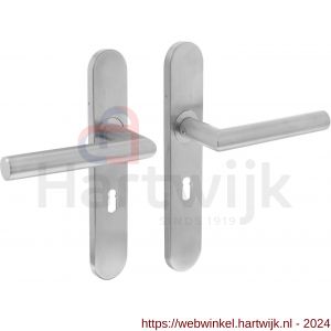 Intersteel Essentials 1397 deurkruk Hoek 90 op verdekt schild sleutelgat 56 mm met nokken 7 mm EN 1906 groot krukgat - H26007054 - afbeelding 1