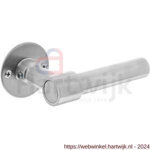 Intersteel Living 1670 deurkruk L/L-model recht met ronde platte rozet 50x2 mm RVS geborsteld - H26007347 - afbeelding 1