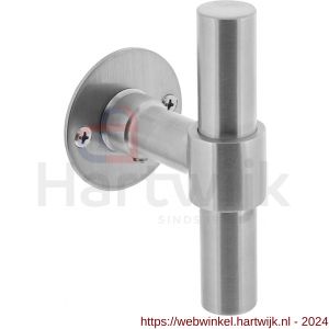 Intersteel Essentials 1671 gatdeel deurkruk T-model recht met ronde platte rozet 50x2 mm RVS geborsteld - H26008526 - afbeelding 1