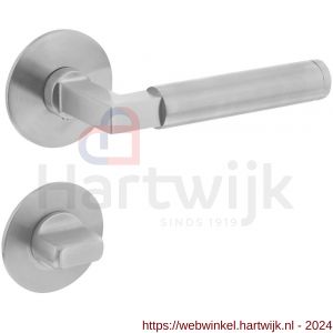 Intersteel Essentials 1839 deurkruk Baustil vastdraaibaar geveerd op ronde magneet rozet met WC 7 mm RVS - H26008530 - afbeelding 1