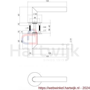 Intersteel Essentials 1839 deurkruk Baustil vastdraaibaar geveerd op ronde magneet rozet RVS - H26007494 - afbeelding 2