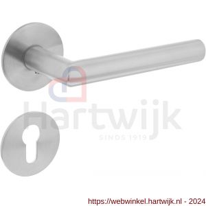Intersteel Essentials 1840 deurkruk Hoek 90 graden vastdraaibaar geveerd op ronde magneet rozet met profielcilinderplaatje RVS - H26007060 - afbeelding 1