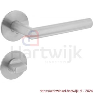 Intersteel Essentials 1840 deurkruk Hoek 90 graden vastdraaibaar geveerd op ronde magneet rozet met WC 7 mm RVS geborsteld - H26008533 - afbeelding 1