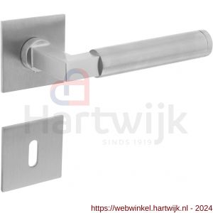 Intersteel Essentials 1849 deurkruk Baustil vastdraaibaar geveerd op vierkante magneet rozet met sleutelplaatje RVS - H26008534 - afbeelding 1