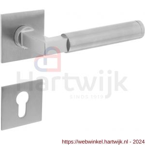 Intersteel Essentials 1849 deurkruk Baustil vastdraaibaar geveerd op vierkante magneet rozet met profielcilinderplaatje RVS - H26008535 - afbeelding 1