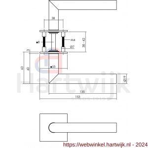 Intersteel Essentials 1849 deurkruk Baustil vastdraaibaar geveerd op vierkante magneet rozet RVS - H26007495 - afbeelding 2