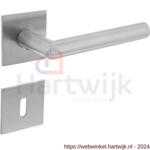 Intersteel Essentials 1850 deurkruk Hoek 90 graden vastdraaibaar geveerd op vierkante magneet rozet met sleutelplaatje RVS - H26007062 - afbeelding 1