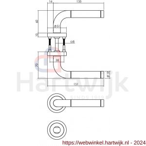 Intersteel Living 1958 deurkruk Agatha met geveerde rozet met WC 8 mm ATP RVS - H26005843 - afbeelding 2