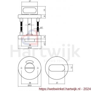 Intersteel Essentials 3512 WC-sluiting 8 mm staal verdekt met nokken diameter 53x8 mm RVS - H26007621 - afbeelding 2