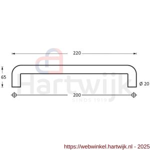 Intersteel Essentials 4332 deurgreep per stuk U-vorm 220x65x20 mm hart op hart 200 mm mm RVS - H26006126 - afbeelding 2