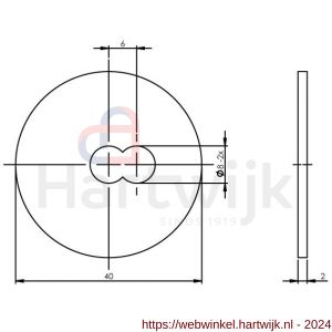 Intersteel Essentials 4380 drukverdeelrozet diameter 40 mm voor deurgrepen en type T-schuin RVS - H26006159 - afbeelding 2