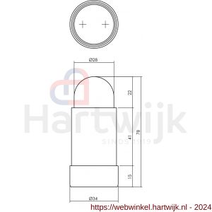 Intersteel Essentials 4421 deurstop 442120 wandmontage afgerond diameter 34x79 mm RVS - H26007393 - afbeelding 2