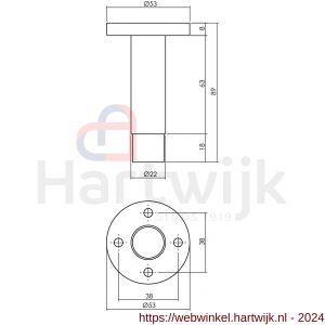 Intersteel Essentials 4421 deurstop wandmontage met rozet RVS - H26007394 - afbeelding 2