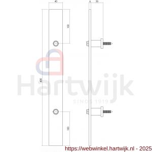 Intersteel Living 4501 deurgreep plat 400 mm x 40 mm voor schuifdeur roestvast staal - H26007503 - afbeelding 2