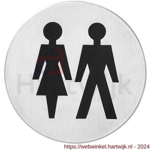 Intersteel Essentials 4600 pictogram zelfklevend rond WC dames en heren RVS - H26007663 - afbeelding 1